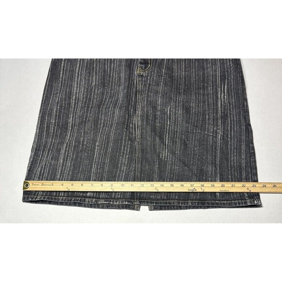 VTG Newport News Jeanology Denim Jean Skirt Black Laced Up Waist Back Slit SZ 18 - Picture 14 of 14